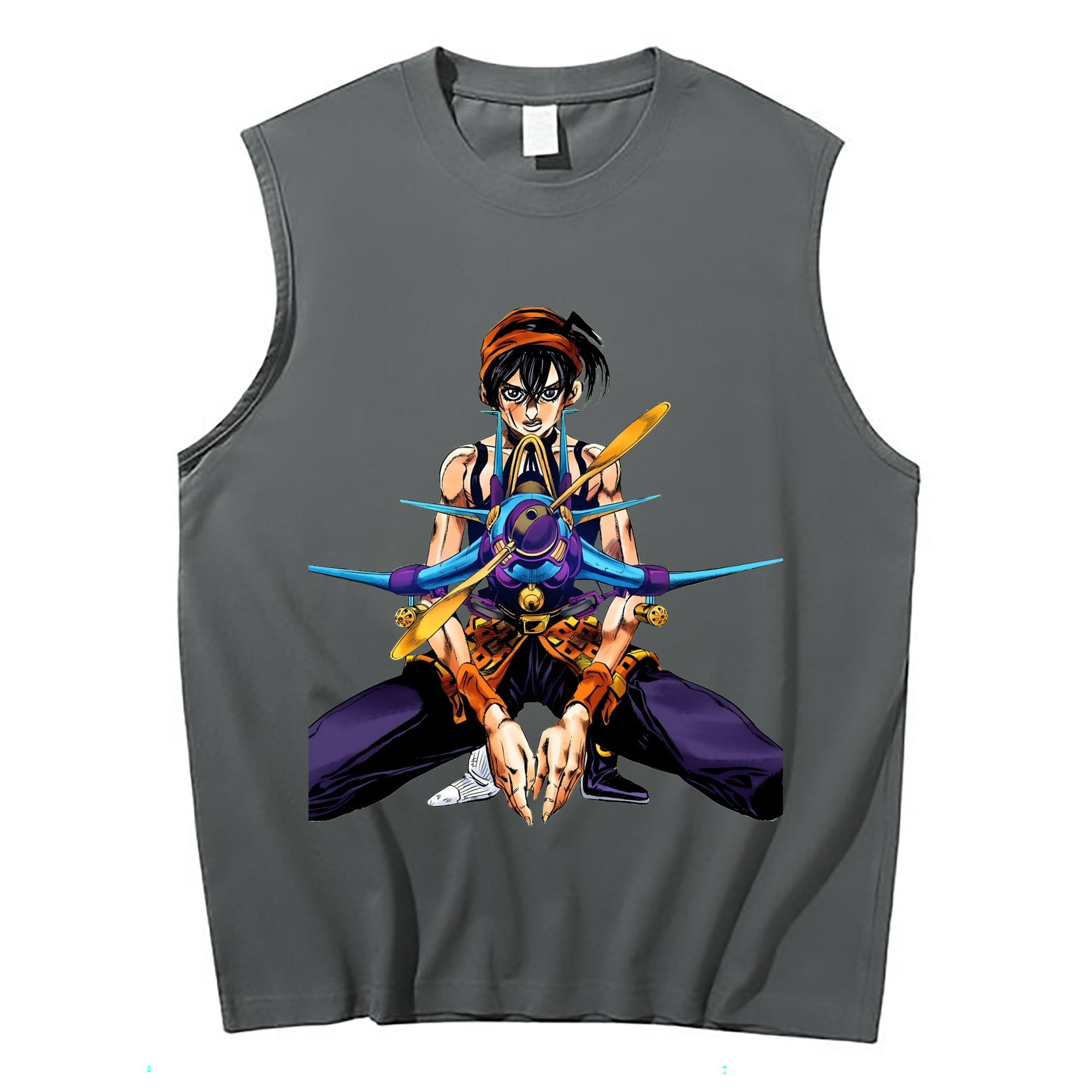 （画像用） ジョジョの奇妙な冒険 ナランチャ?ギルガ JoJo's Bizarre Adventure Narancia Ghirga コットン100％タンクトップ（フロントプリント）
